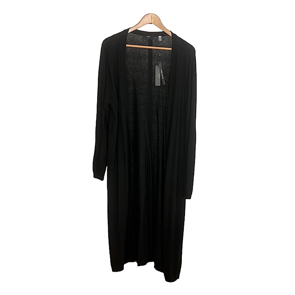 Tahari Long Black Wool Blend Sweater XL